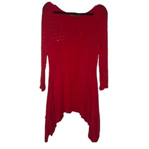 𝐁𝐄𝐋𝐋𝐃𝐈𝐍𝐈 | RED LONG SLEEVE RHINESTONE DRESS